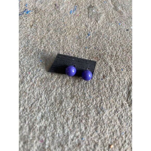 Stud Earrings Purple Violet Studs Pierced Circular - Picture 5 of 6